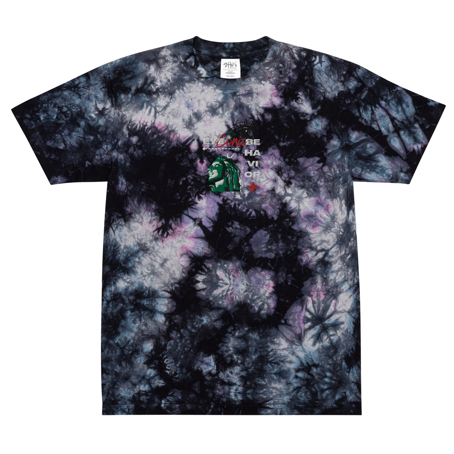 Statue of Eyeconic Behavior Embroidered Tie-dye T-shirt